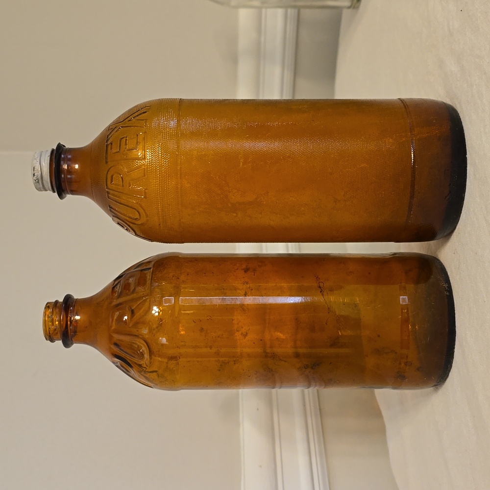Two Vintage Purex Bottles, different styles